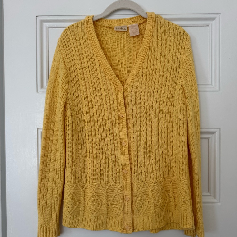 Vintage Yellow Cable Knit Cardigan